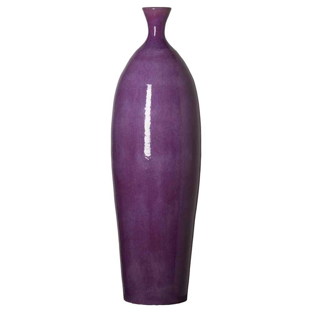 Emissary 37 in. Eggplant Purple Ceramic Bottleneck Vase1177EP The