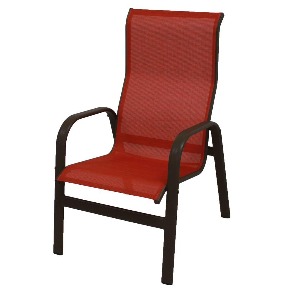 Stackable Outdoor Dining Chairs Patio The Home Depot Marco Island Dark Cafe Brown Commercial Grade Aluminum Sling Outdoor