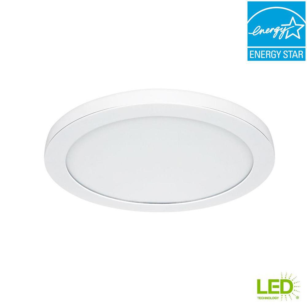 Integrated Led Commercial Lighting The Home Depot White Led Edge Lit Flat Round Panel Flushmount