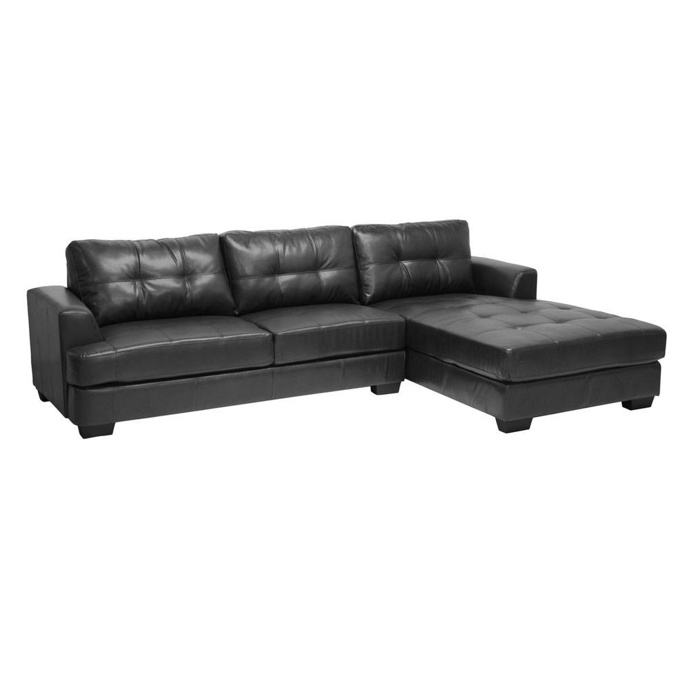 Baxton Studio Dobson Contemporary Black Bonded Leather Upholstered Baxton Studio Dobson Contemporary Black Bonded Leather Upholstered Sectional Sofa 28862 4308 Hd The Home Depot