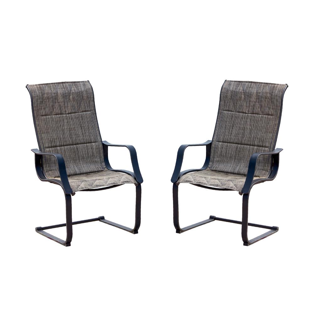 Patio Festival Spring Padded Sling Outdoor Dining Chair In Gray 2 Padded Sling Outdoor Dining Chair