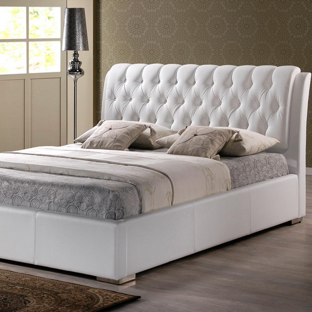 Baxton Studio Bianca Transitional White Faux Leather Upholstered Full