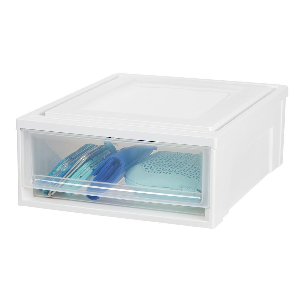 Iris 15 75 In X 7 In White Shallow Plastic Drawer 129770 The