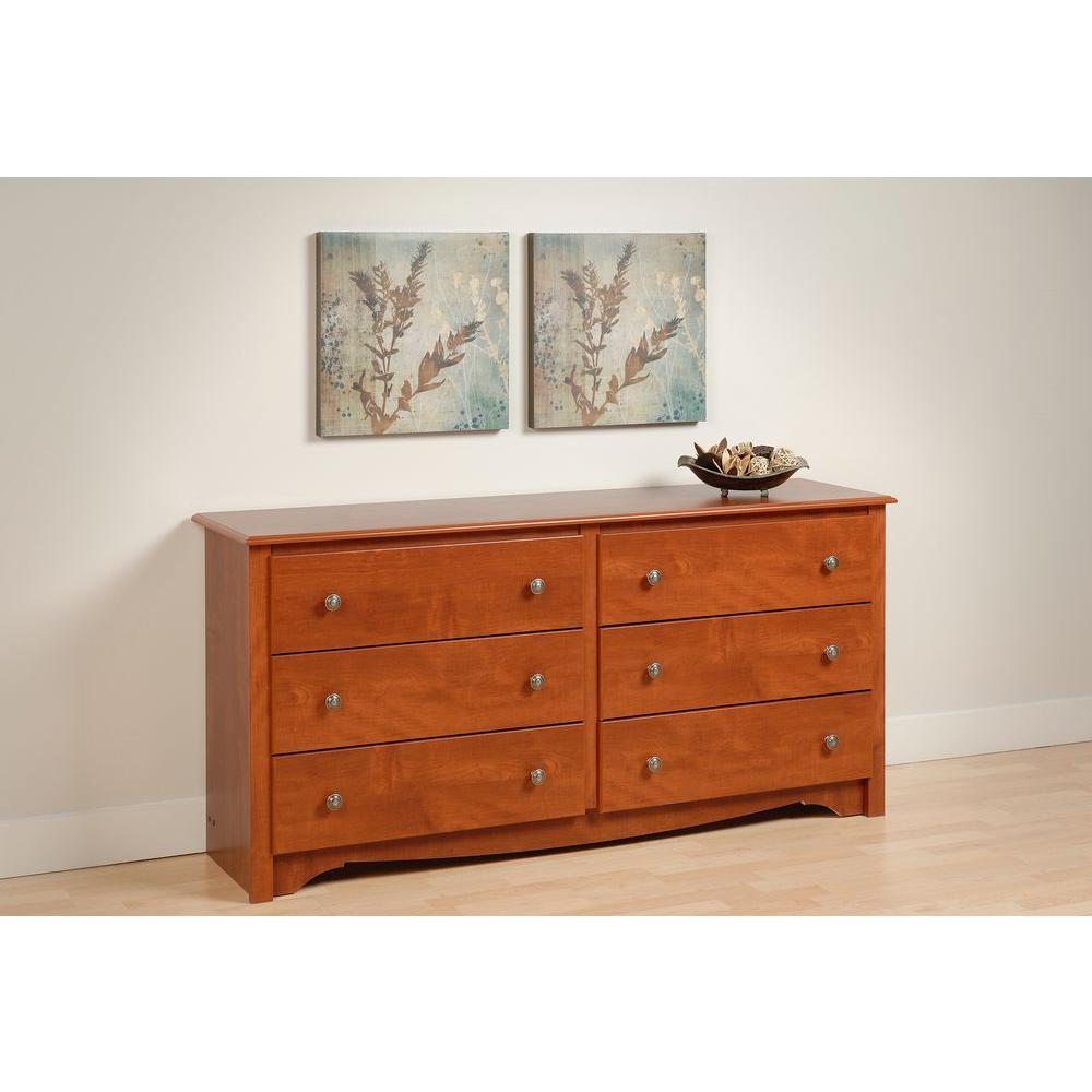 Prepac Monterey 6 Drawer Cherry Dresser Cdc 6330 K The Home Depot Prepac Monterey 6 Drawer Cherry Dresser