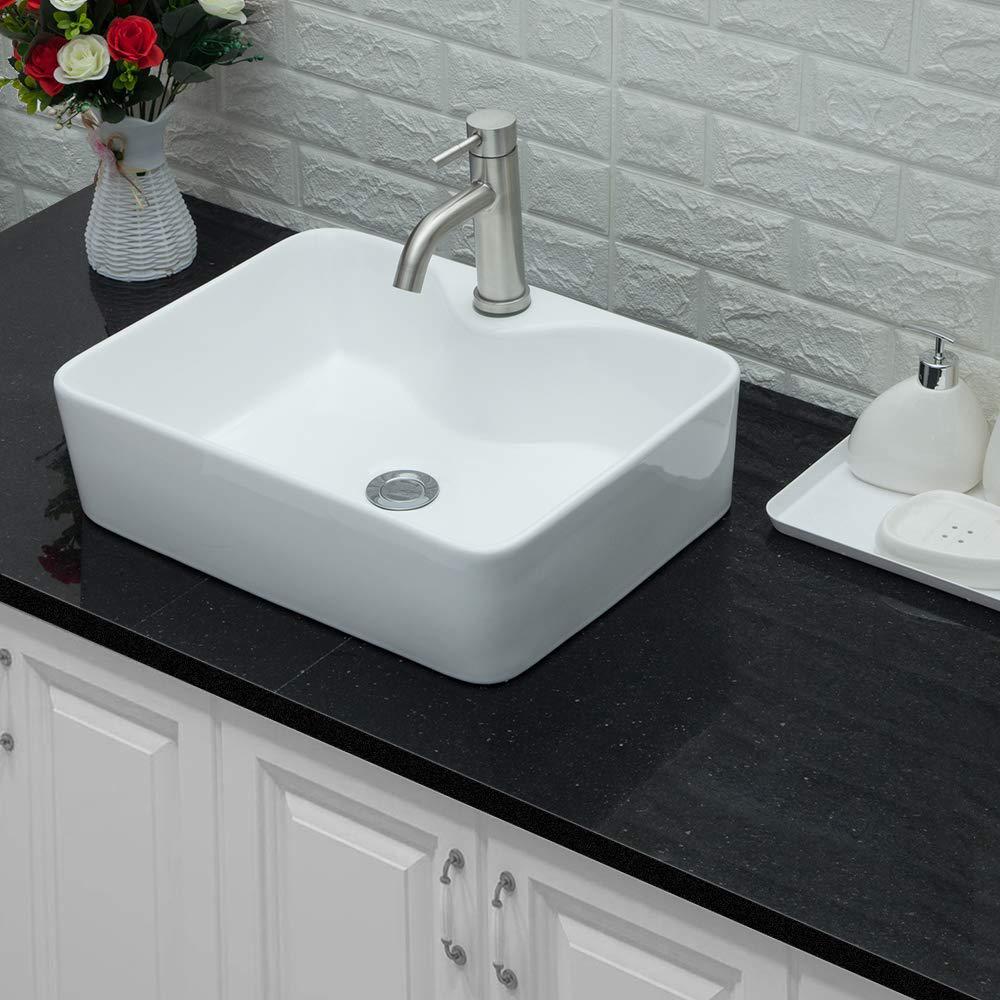 Matrix Decor Rectangle Ceramic Bathroom Vessel Sink In White With Faucet Hole Lmp18001 L The Home Depot - White Vessel Sink On Countertop Matrix Decor Rectangle Ceramic Bathroom Vessel Sink In White With Faucet Hole Lmp18001 L The Home Depot - White Vessel Sink On Countertop