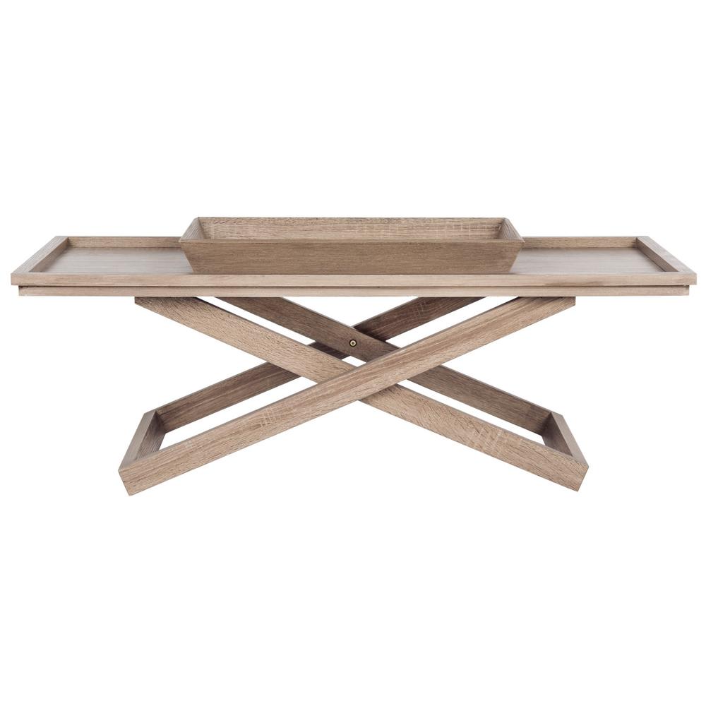 Safavieh Arleana Light Oak Coffee Table With Tray Fox4230a The Home Depot