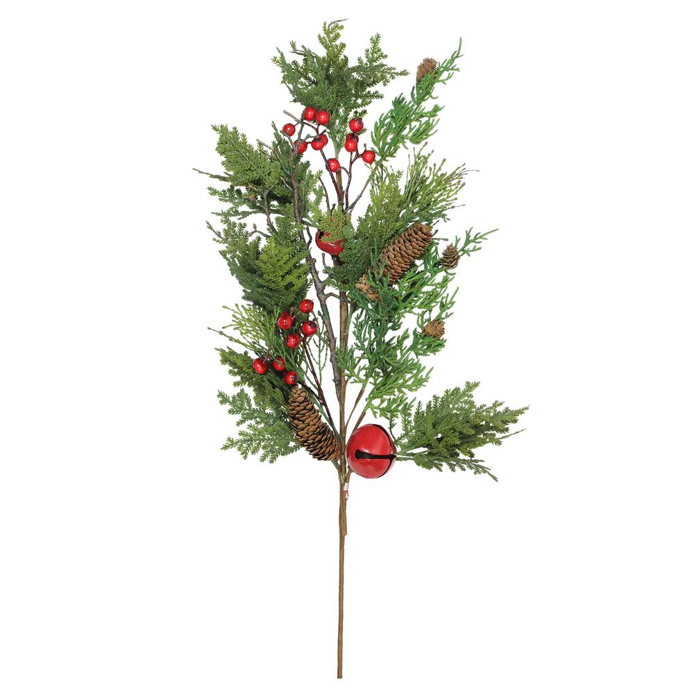 28 in. Christmas Bells Berries and Pine Cone Spray