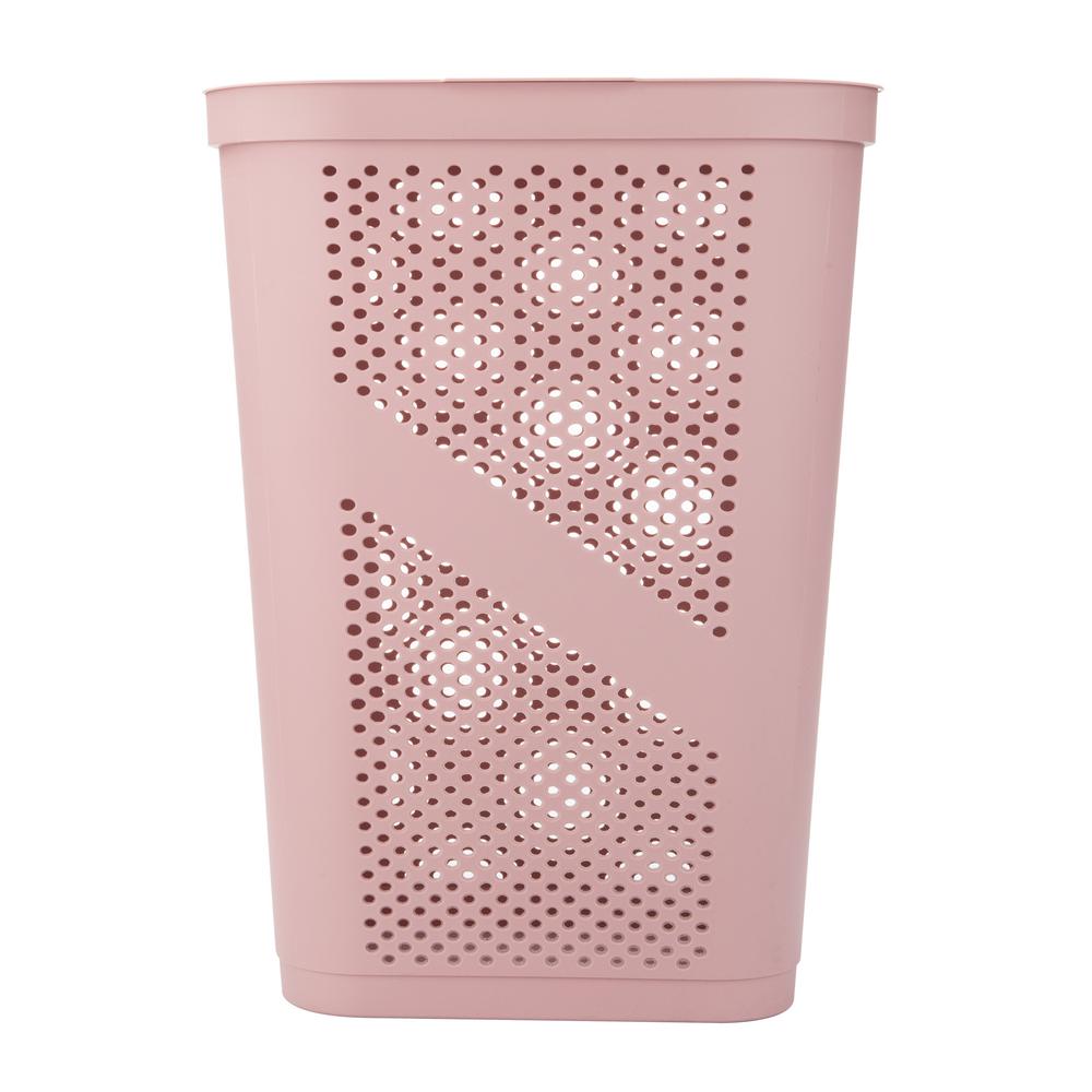 Mind Reader 60 Liter Perforated Plastic Laundry Hamper with Lid  Pink