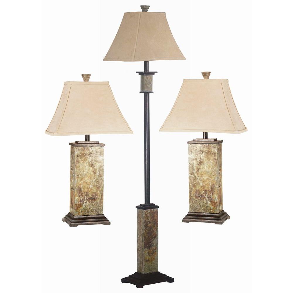 Kenroy Home Bennington 29 In Natural Slate 2 Table And 1 Floor Lamp Set 31207 The Depot - Floor And Table Lamp Sets Kenroy Home Bennington 29 In Natural Slate 2 Table And 1 Floor Lamp Set 31207 The Depot - Floor And Table Lamp Sets