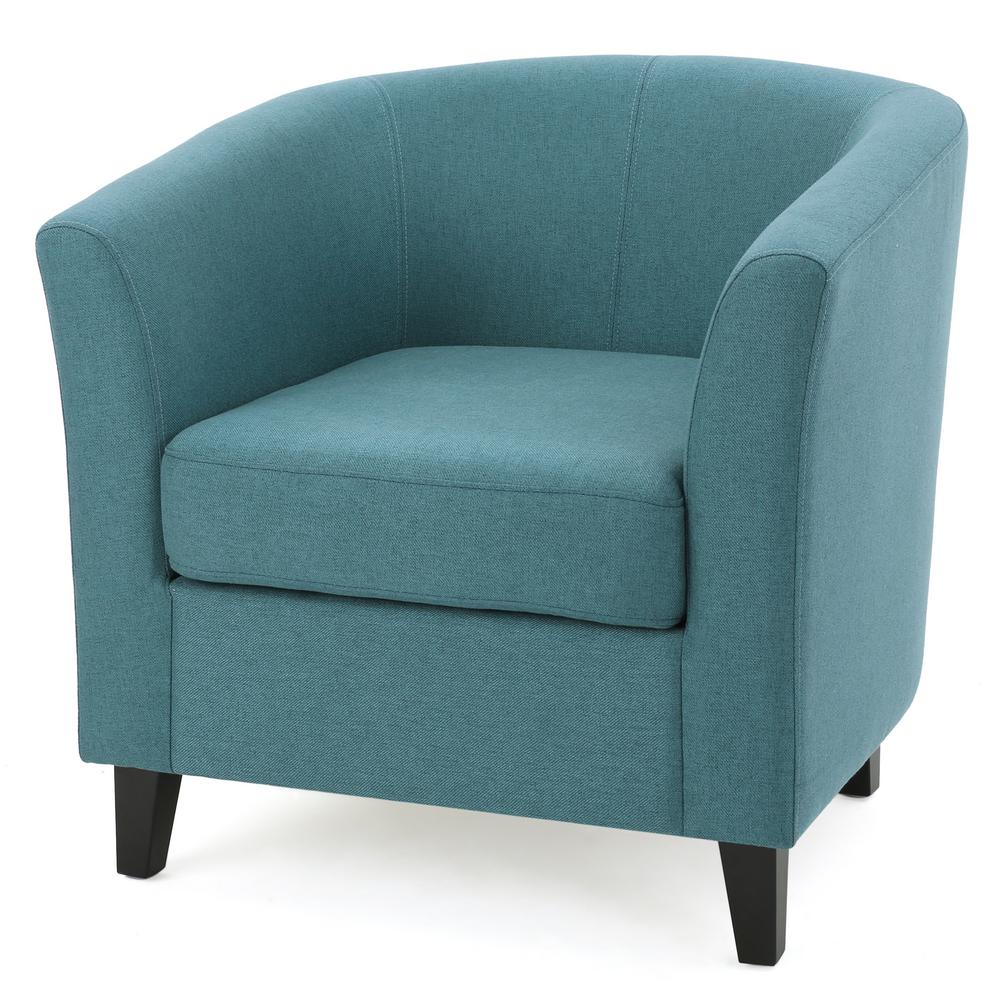 Noble House Preston Dark Teal Fabric Low Back Club Chair