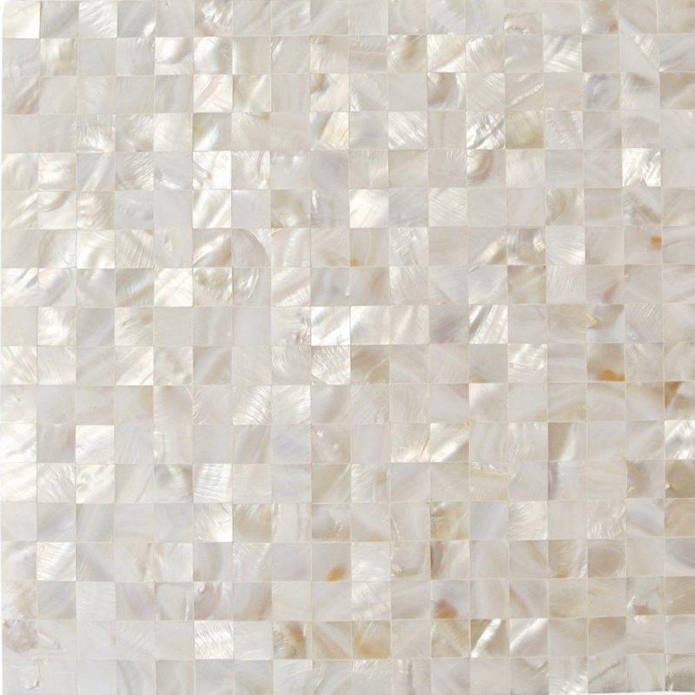 Splashback Tile Mother of Pearl White Square Pearl Shell Mosaic Floor ...