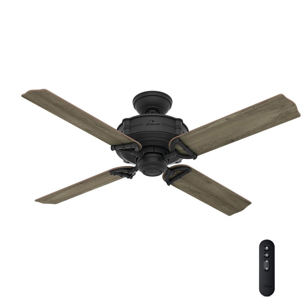 Hunter Brunswick 52 In Indoor Outdoor Natural Iron Ceiling Fan With Integrated Handheld Remote Control 54181 The Home Depot
