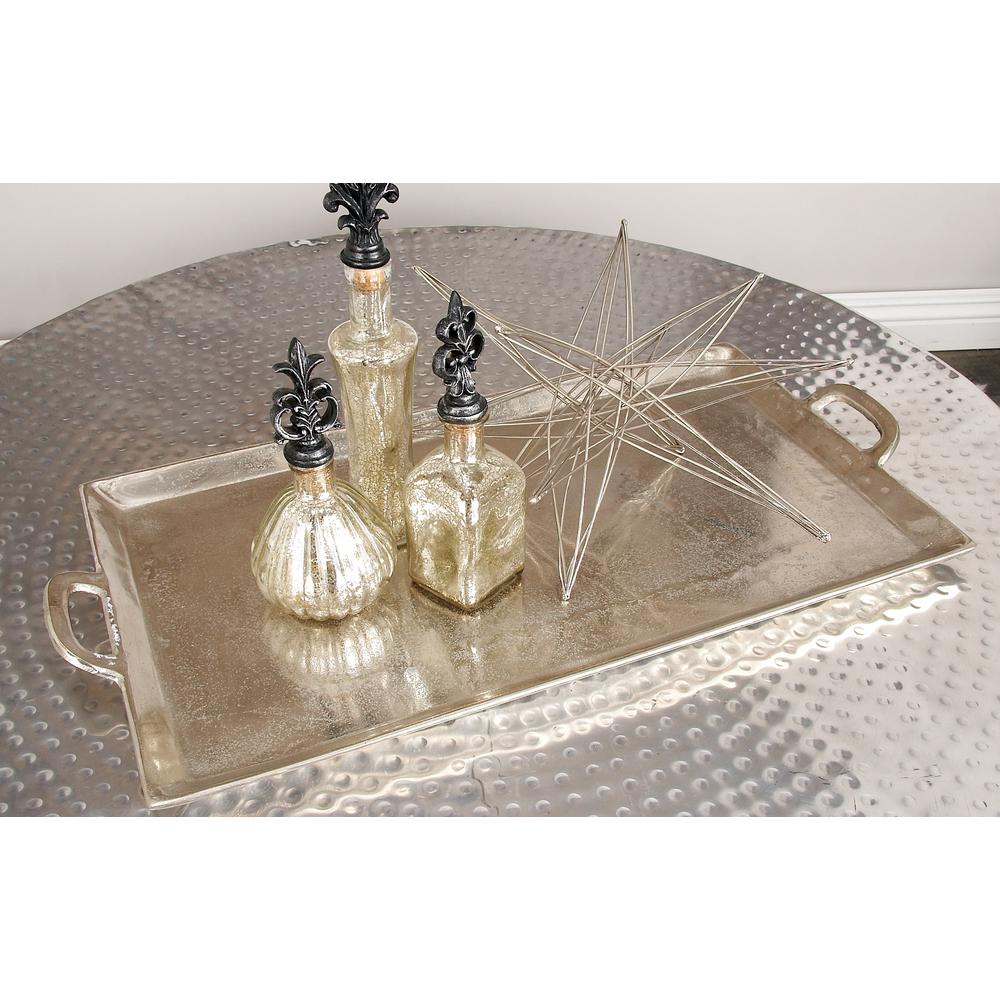 Litton Lane 42 In X 14 Round Hammered Aluminum Metallic