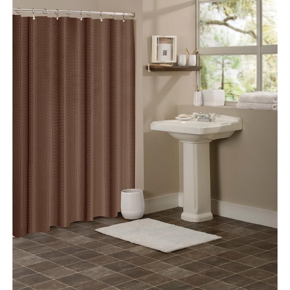 Solid Color Machine Washable Brown Shower Curtains Shower