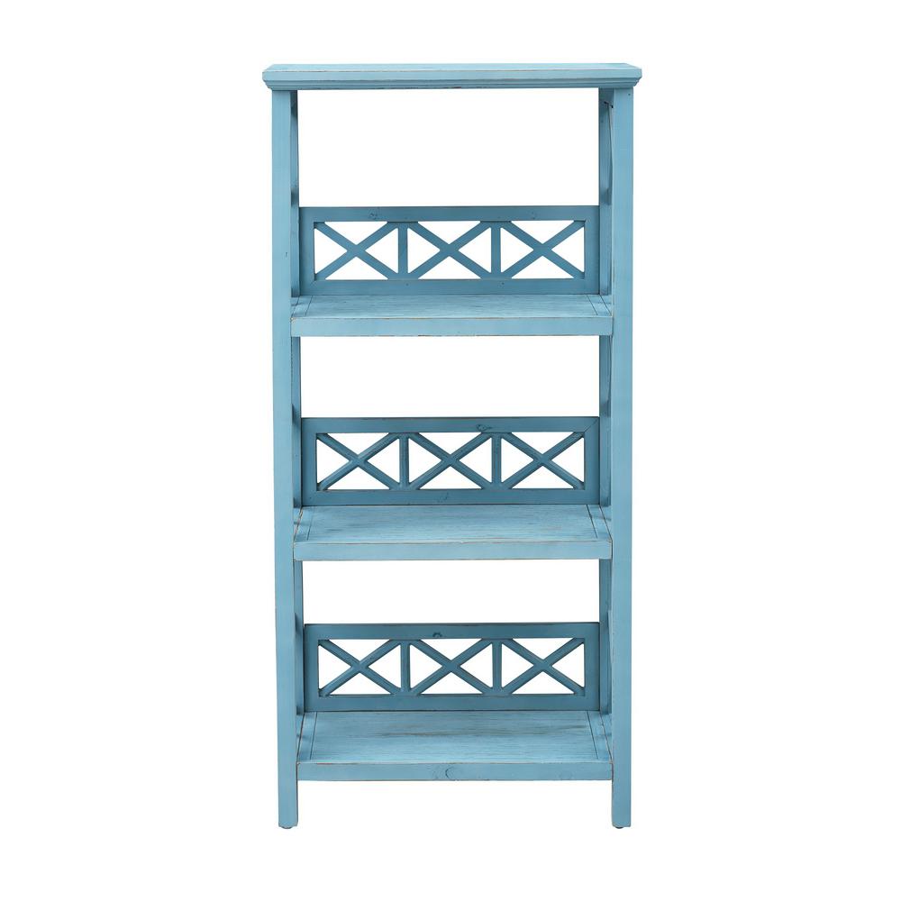 48.5" Morgan Bay 3 Shelf Bookcase Blue - Treasure Trove Accents