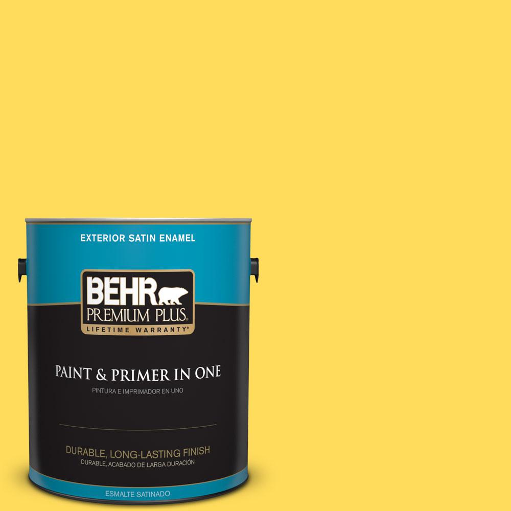 BEHR Premium Plus 1gal. 380B5 Neon Light Satin Enamel Exterior Paint