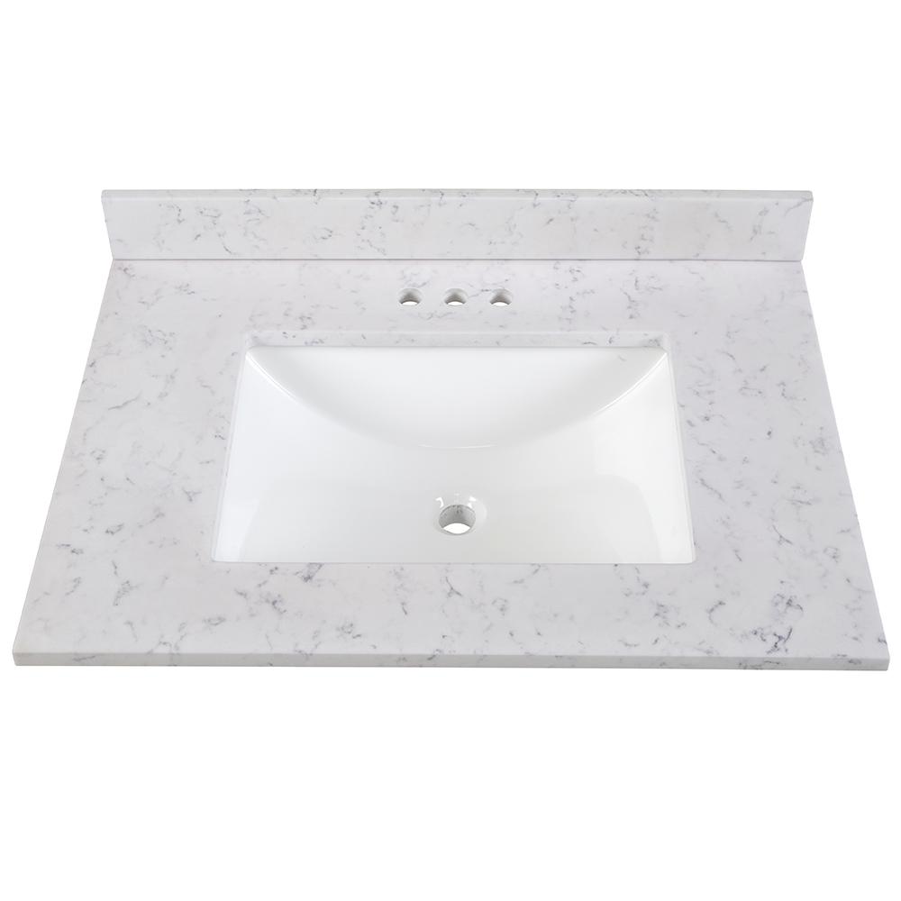 Home Decorators Collection 31 in. Stone Effects Vanity Top in Pulsar with White Basin