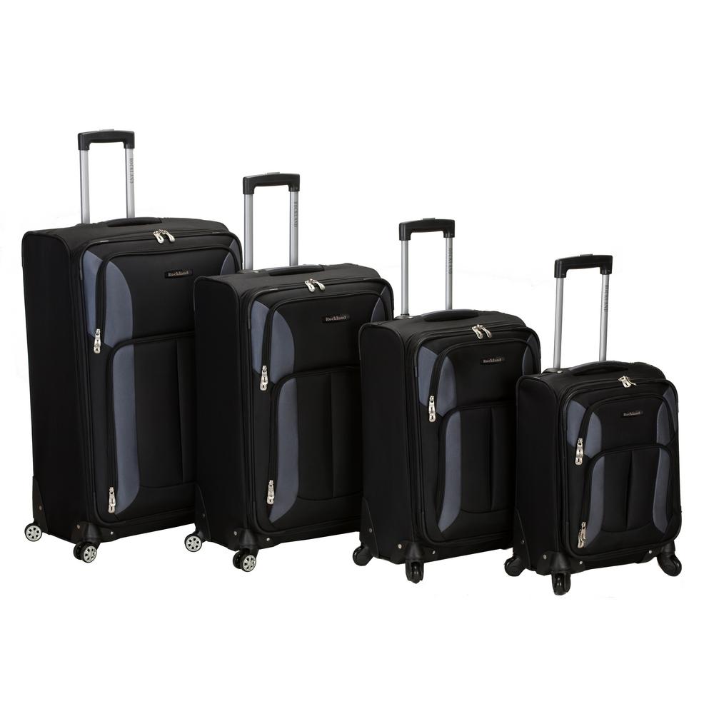 Rockland 4-Piece Impact Spinner Softside Luggage Set, Black was $460.0 now $151.8 (67.0% off)
