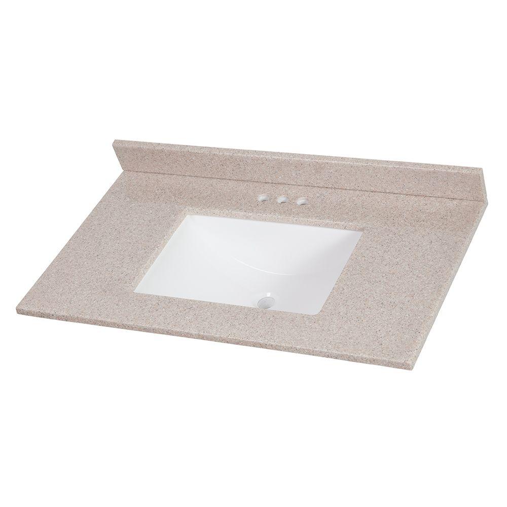 Home Decorators Collection 37 In W X 22 D Solid Surface Vanity Top Ginger With White Sink