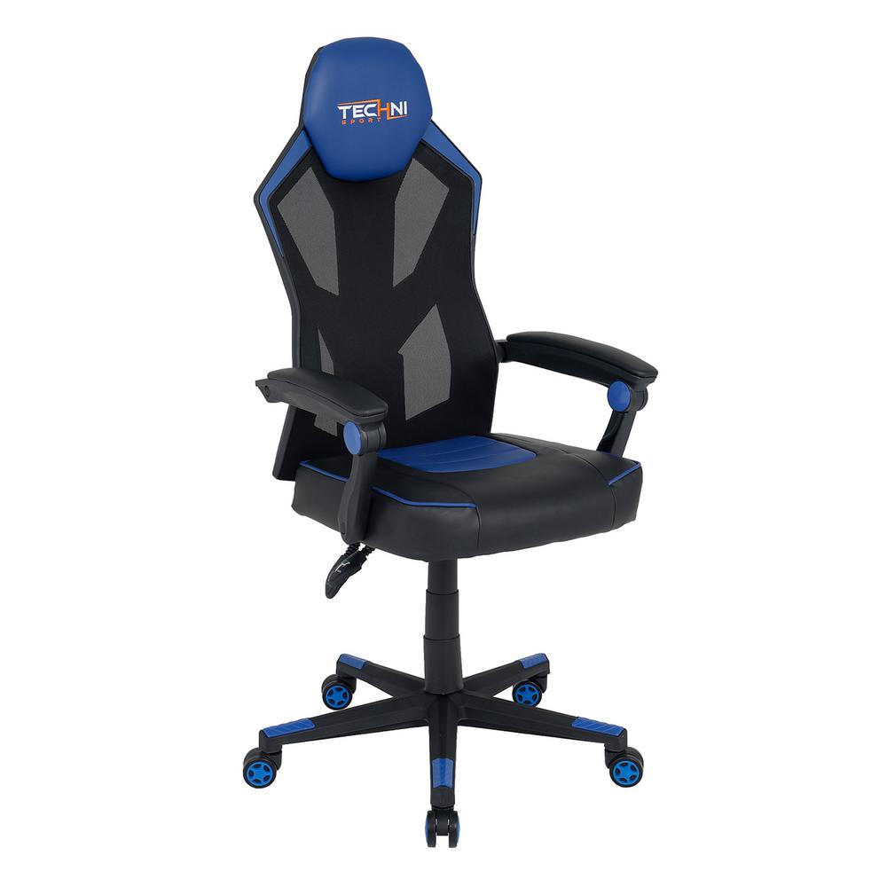 Techni Sport Ergonomic Blue High Back Racer Style Video Gaming Chair Techni Sport Ergonomic Blue High Back Racer Style Video Gaming Chair