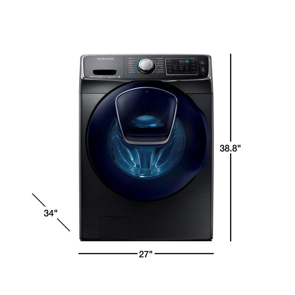 Samsung 5 0 Cu Ft High Efficiency Front Load Washer With Steam And Addwash Door In Black Stainless Energy Star