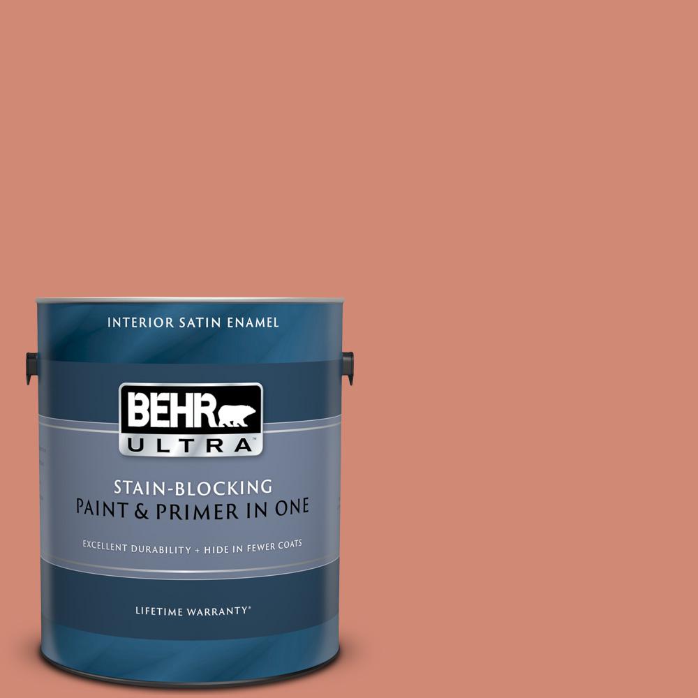 BEHR ULTRA 1 gal. M1905 Fireplace Glow Satin Enamel Interior Paint