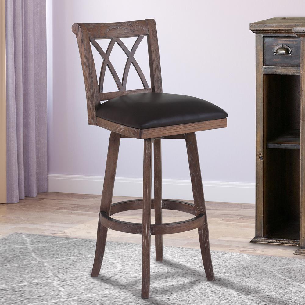 Armen Living Sonoma 26 In Brown Faux Leather And Wood Finish Armen Living Sonoma 26 In Brown Faux Leather And Wood Finish Swivel Barstool