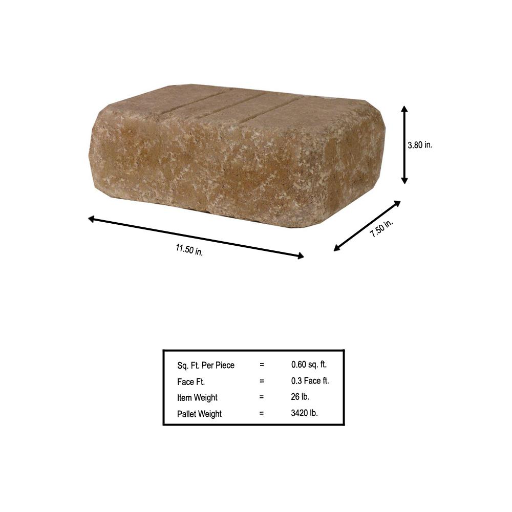 Oldcastle Olde Manor 3 75 In X 11 5 In X 8 In Toscana Tan Brown Concrete Garden Wall Block 120 Pieces 40 Face Ft Pallet 16250649 The Home Depot