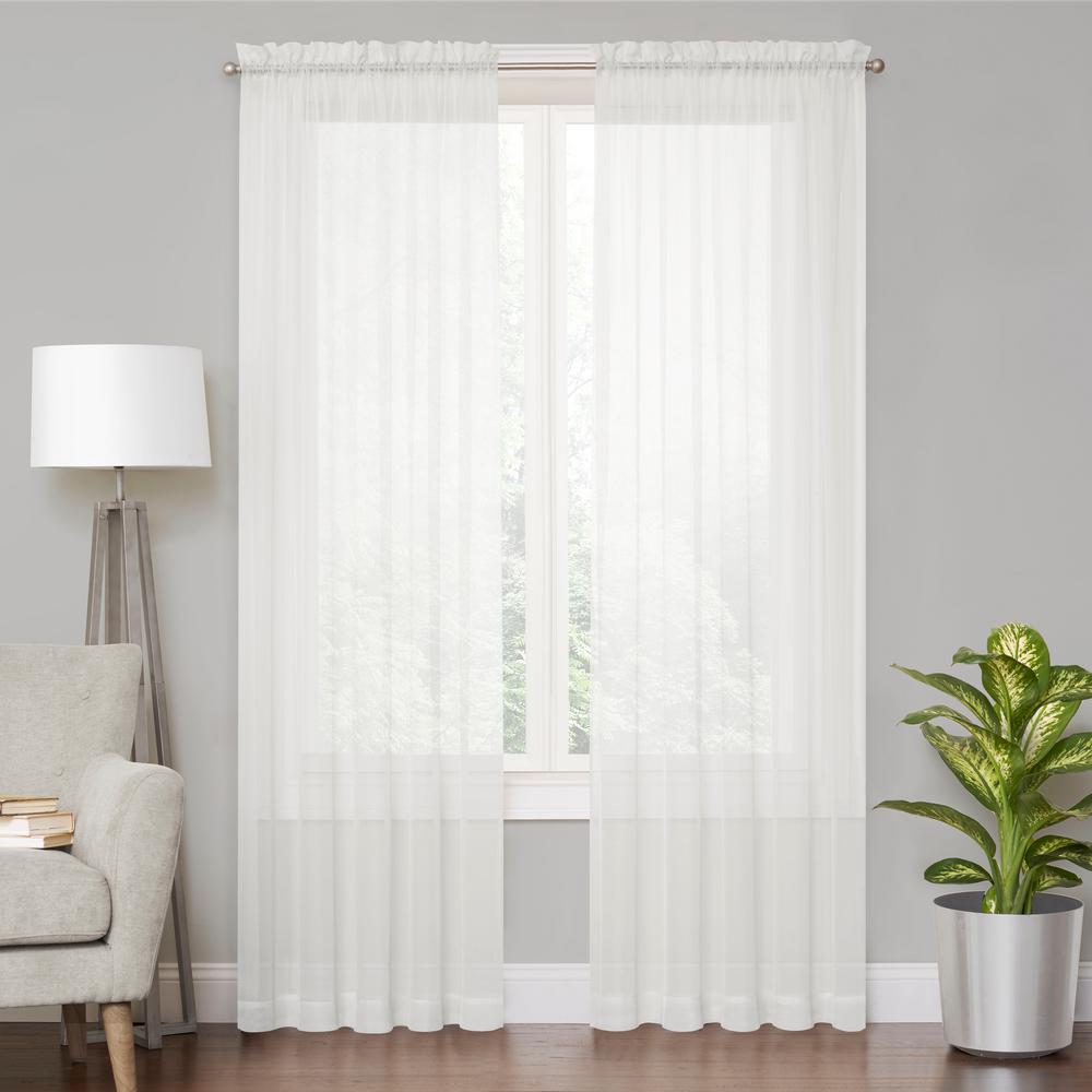 Vue Voile White Sheer Window Curtain - 59 in. x 108 in. L-FZH04LAE7WHT ...