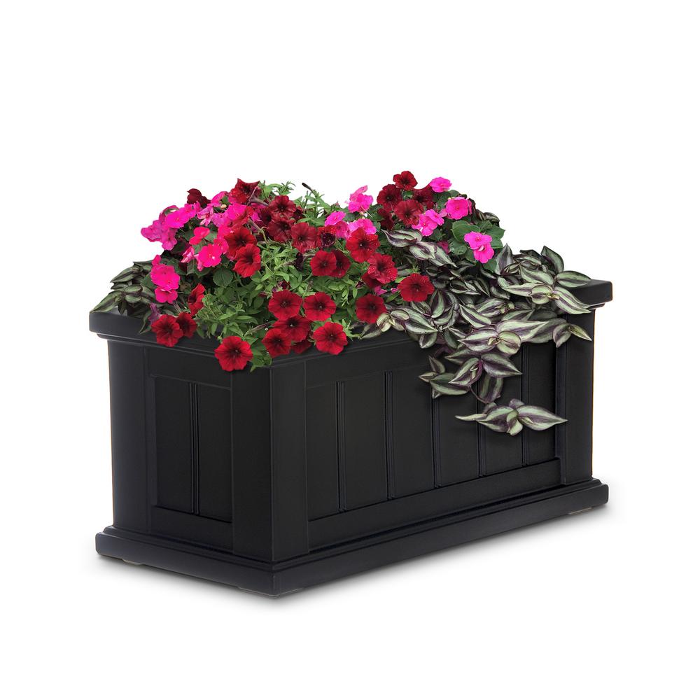 Mayne Cape Cod 24 In X 11 In Black Plastic Planter 4839 B The Home   Black Mayne Plant Pots 4839 B 64 1000 