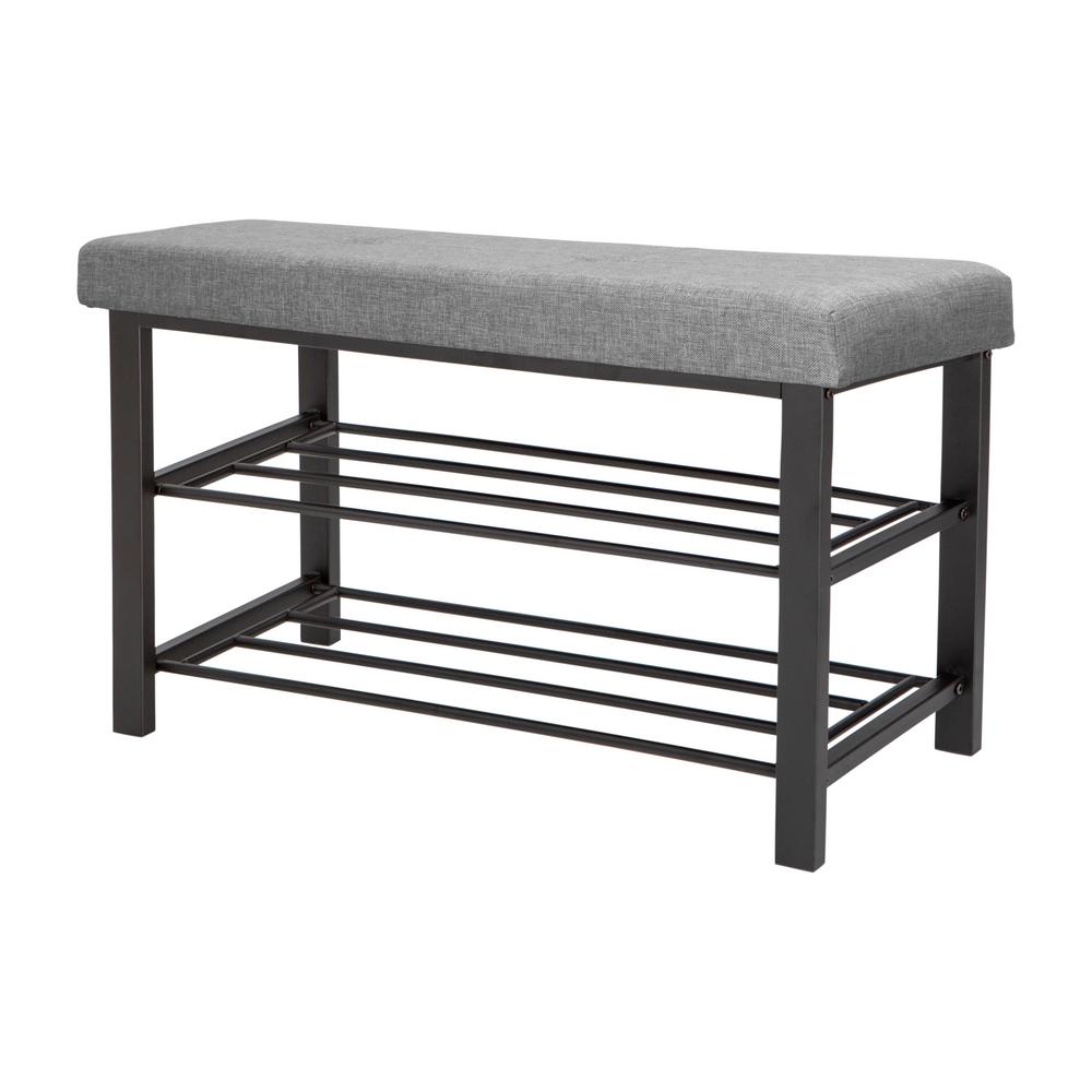 Simplify Entryway Bench With Shoe Storage In Grey F 0681 Grey The Home Depot