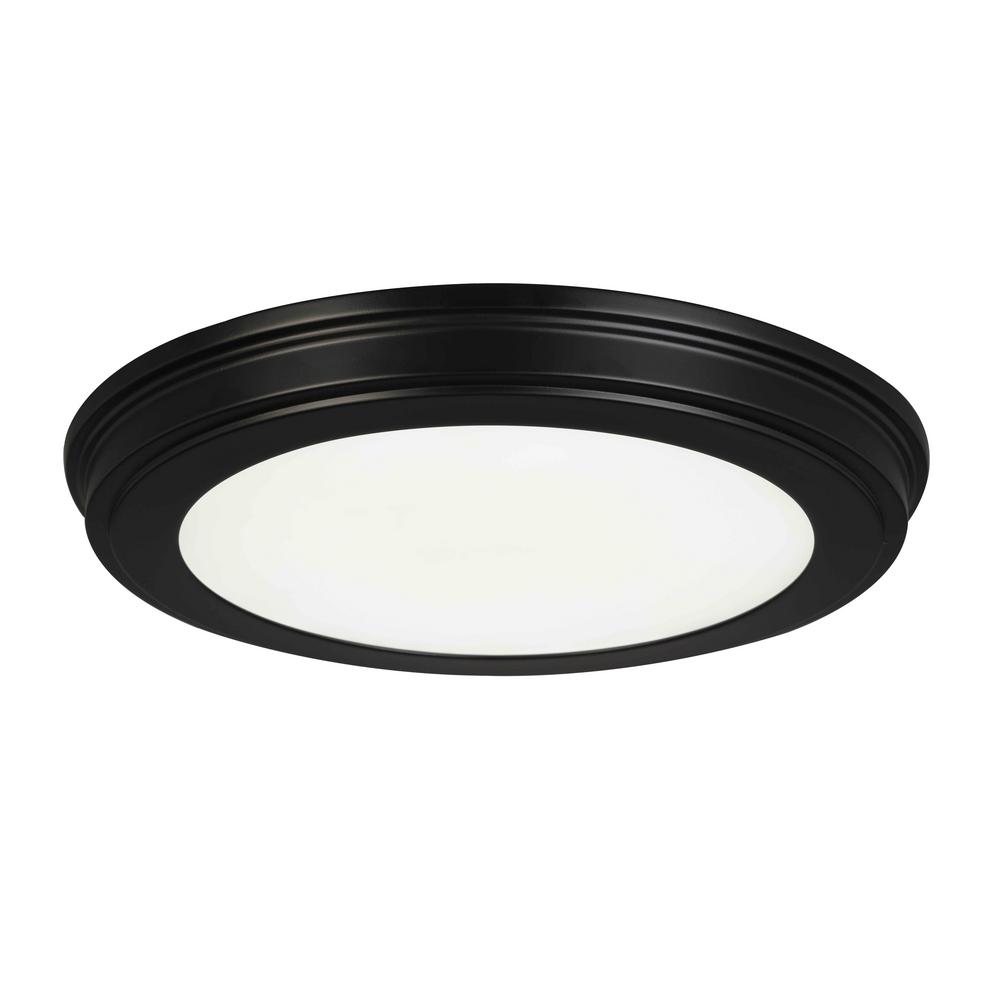 Commercial Electric 13 in. Matte Black Selectable LED Flush Mount