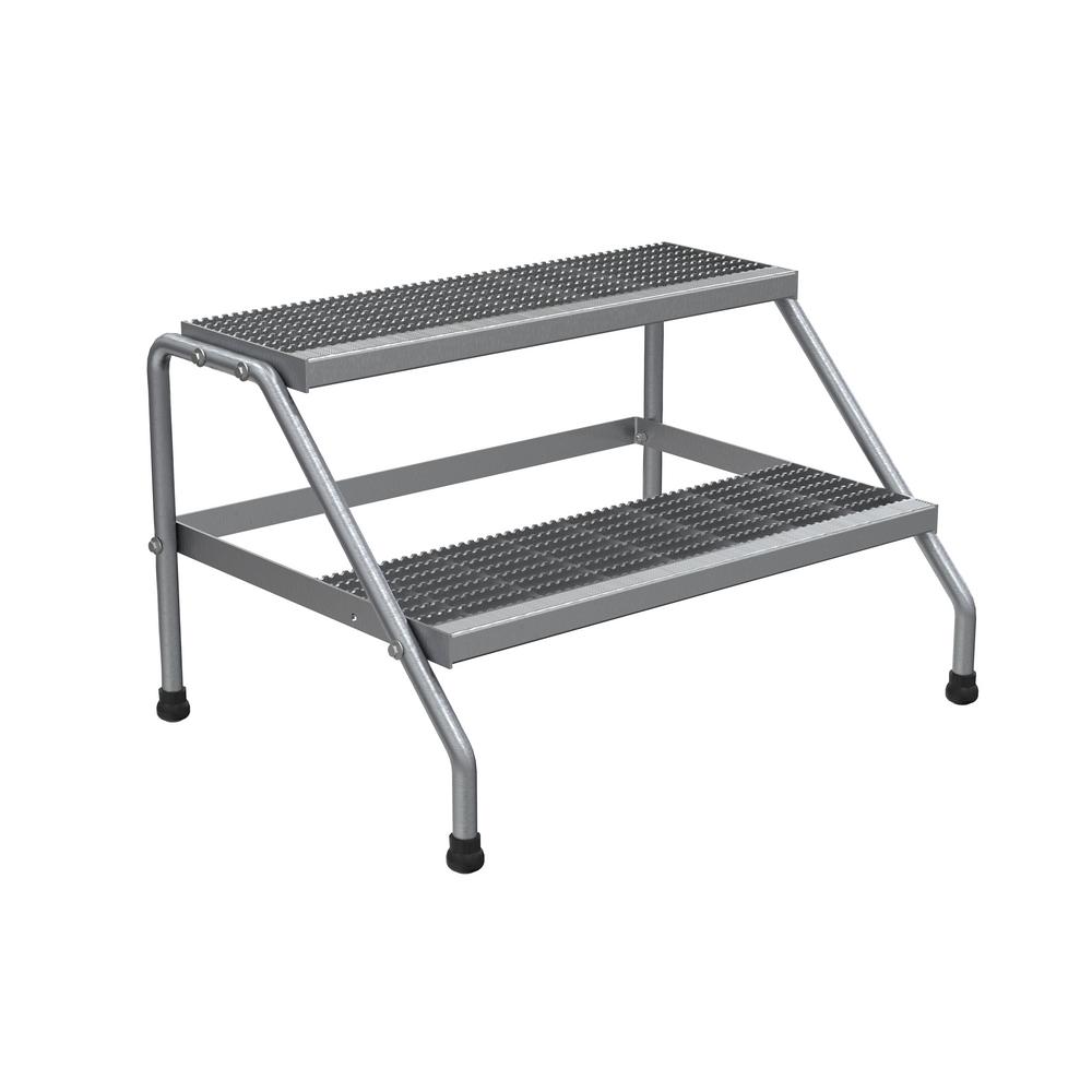 Vestil 2-Step Aluminum Step Stand - Knock Down and Wide Welded by Vestil