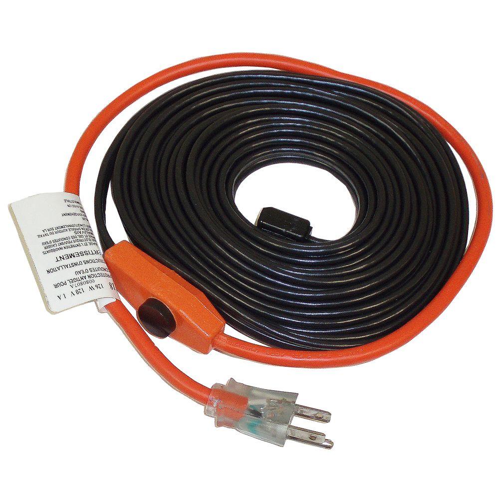 XAREX RPH 120V 30ft Self-Regulating Pre-assembled Heat Tape with 6ft Cord & Lighted Plug for Freeze Protection of Plastic and Metal Water Pipes Electrical Heat Trace Pipe Heat Cable with Glass Tape 
