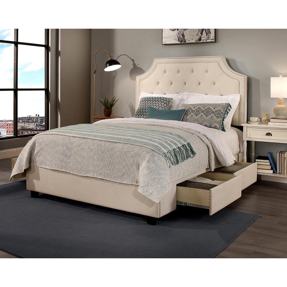 Audrey Ivory Eastern King Upholstered Bed 10742 B The Home Depot