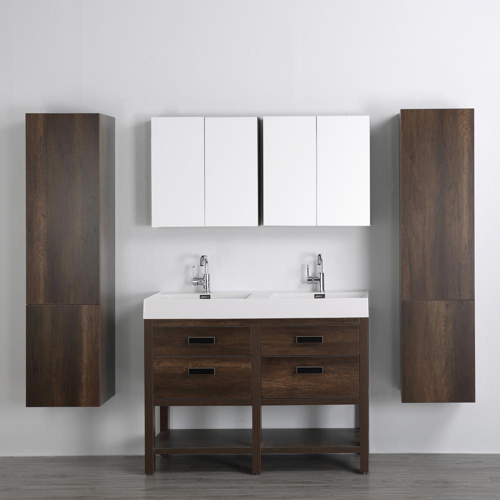 Self Close Doors 47 49 In Double Sink Bathroom Vanities H Bath Vanity In Brown With Resin