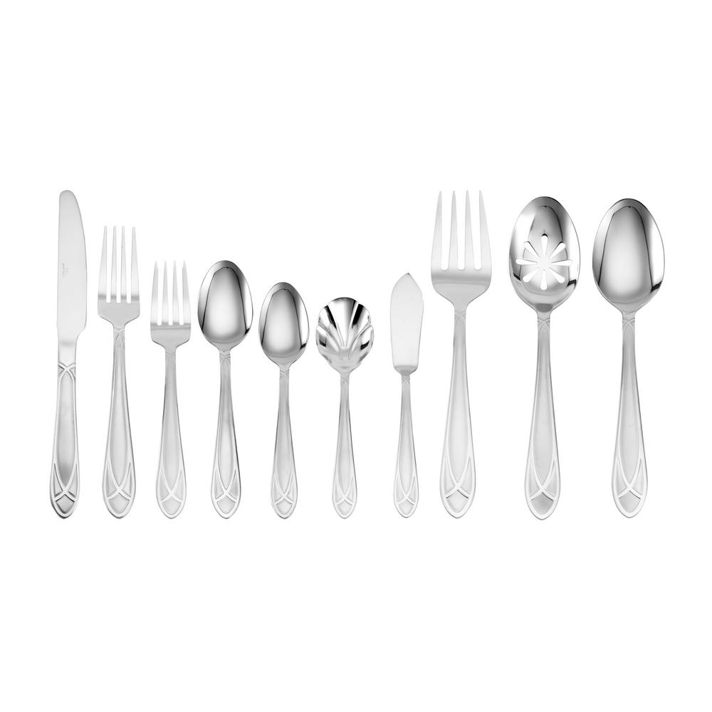 Pfaltzgraff Mirage Frost 45Piece Flatware Set with Wire Caddy 5085079