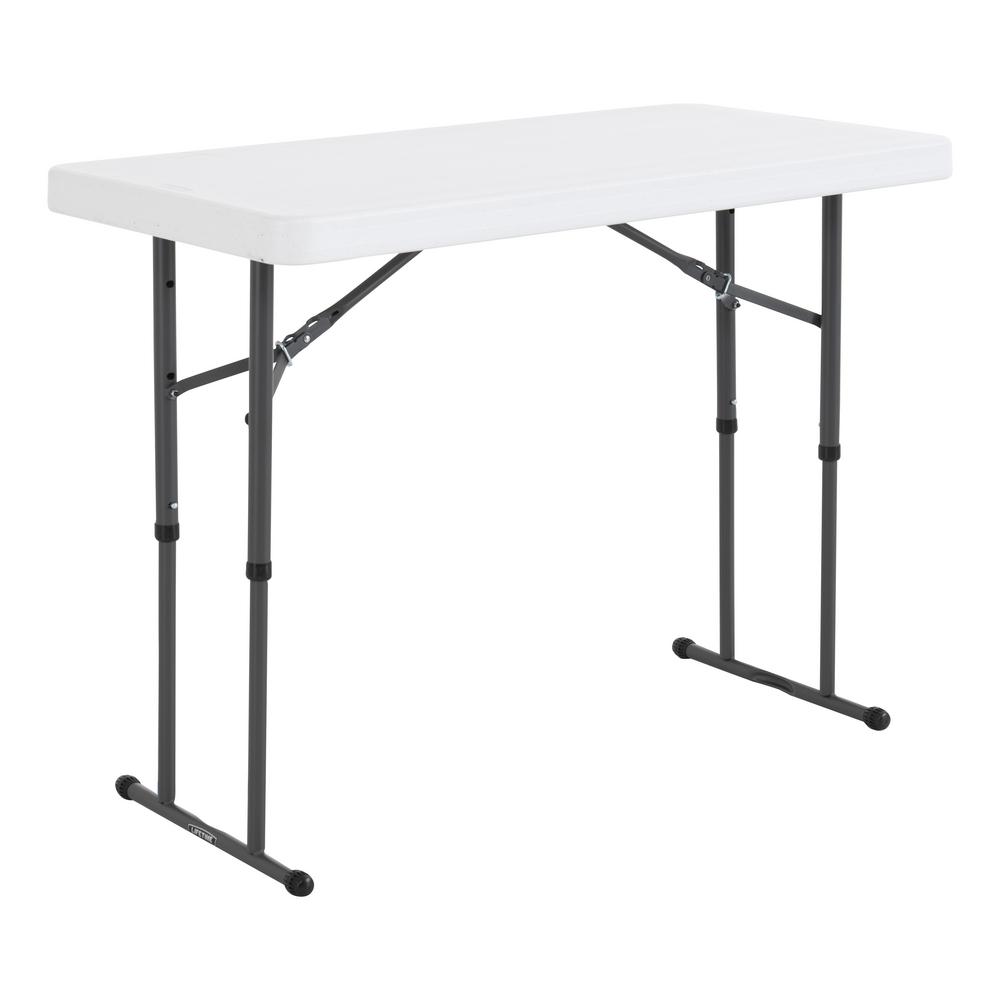 Lifetime 4 Ft White Granite Resin Adjustable Height Commercial Folding Table 80160 The Home Depot