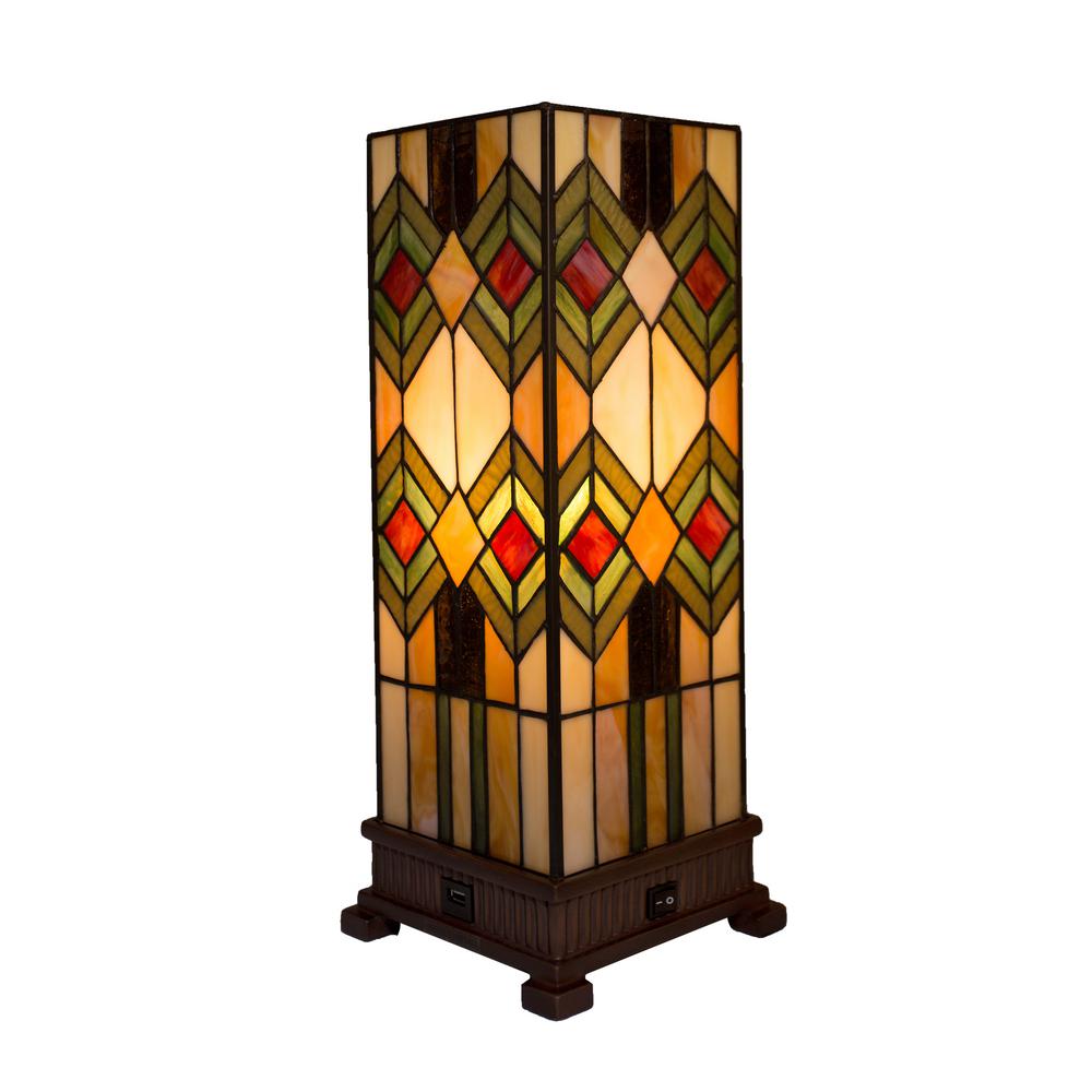 Multicolored Table Lamps The Home Depot Multi Colored Mission Style Table Lamp With Built In Usb Port