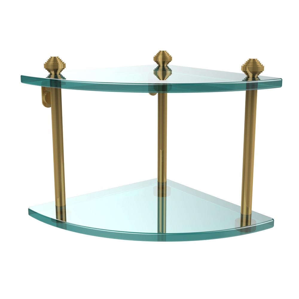 Allied Brass Southbeach Collection 8 In 2 Tier Corner Glass Shelf In Polished Brass Sb 3 Pb The Home Depot