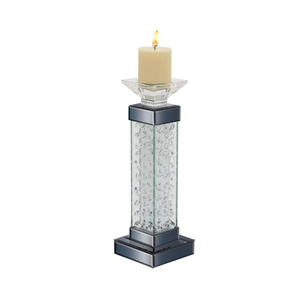 15 In Gray Mirror And Clear Glass Crystal Bubble Candle Holder Square Glass Vase 6pc Case