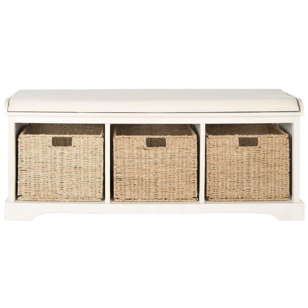 lonan white storage bench