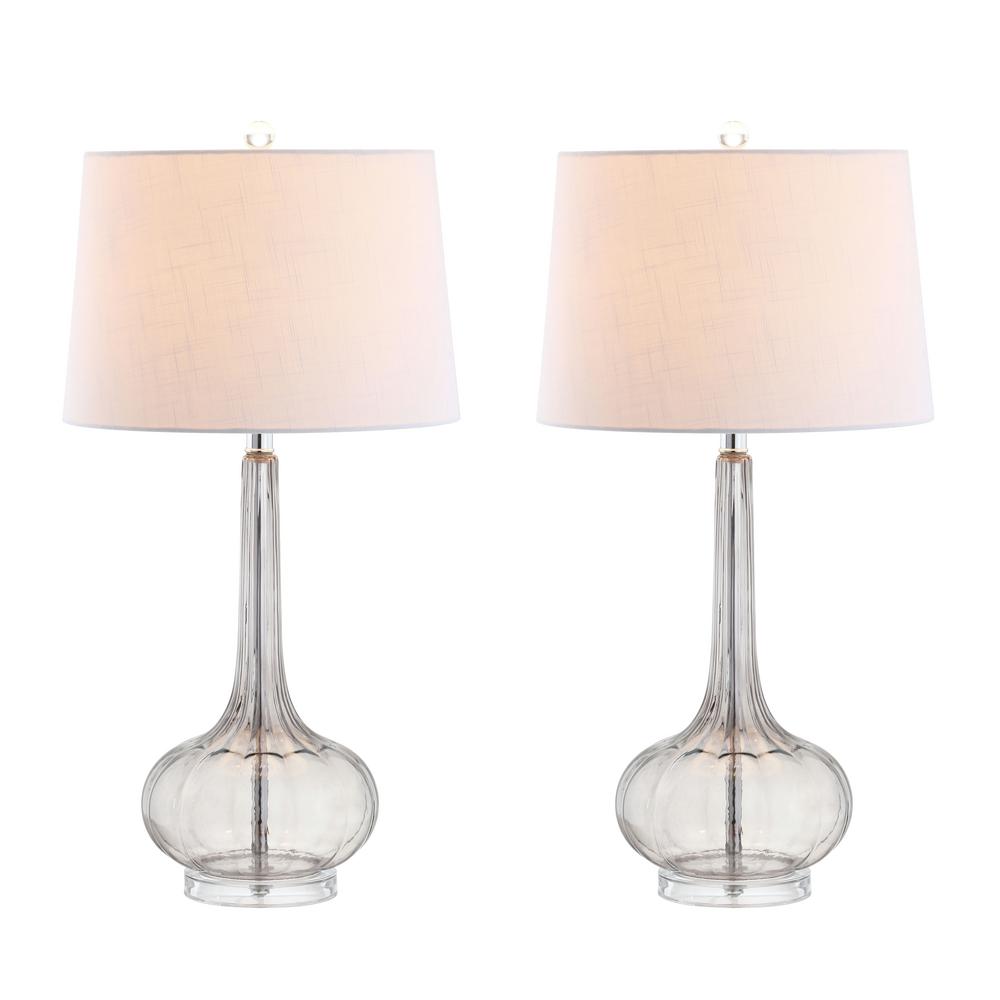 Jonathan Y Bette 28 5 In Smoke Gray Glass Teardrop Table Lamp Set Of 2 Jyl1079d Set2 The Home Depot