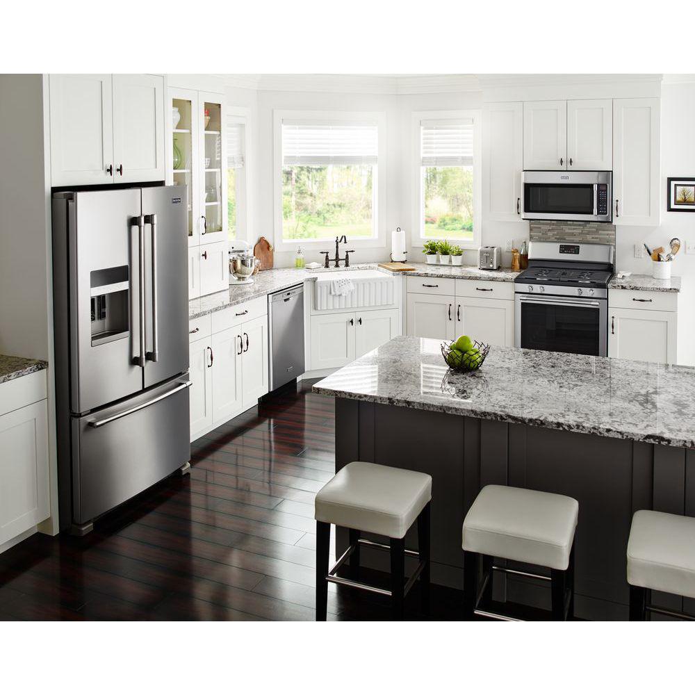 Maytag 25 Cu Ft French Door Refrigerator In Fingerprint Resistant Stainless Steel Mfi2570fez The Home Depot