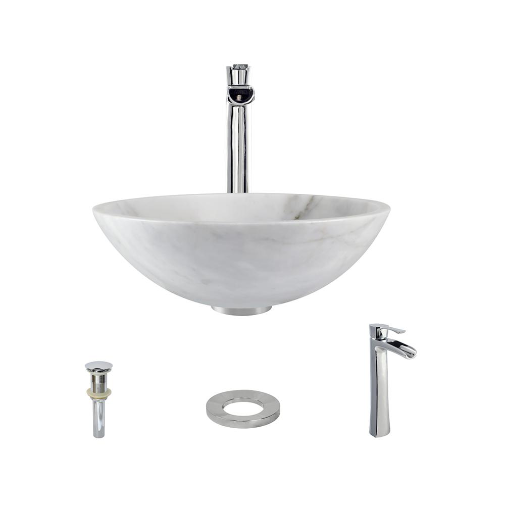MR Direct Stone Vessel Sink in Honed Basalt White Granite with 731