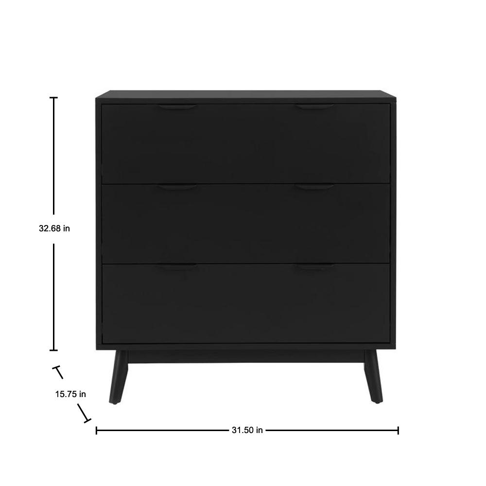 Stylewell Amerlin Black Wood 3 Drawer Chest Of Drawers 31 5 In W