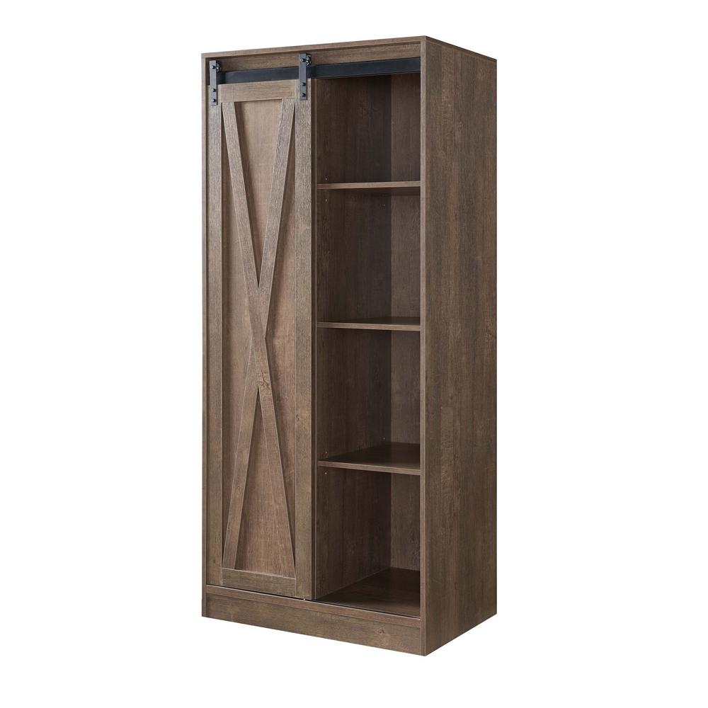 Furniture Of America Dilys White Oak Armoire Wardrobe With Sliding Barn Door Idi 202691 The Home Depot