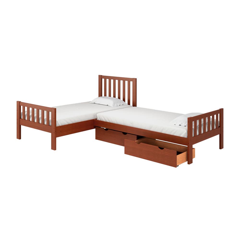Alaterre Furniture Aurora Chestnut Twin Corner Twin Wood Bed With