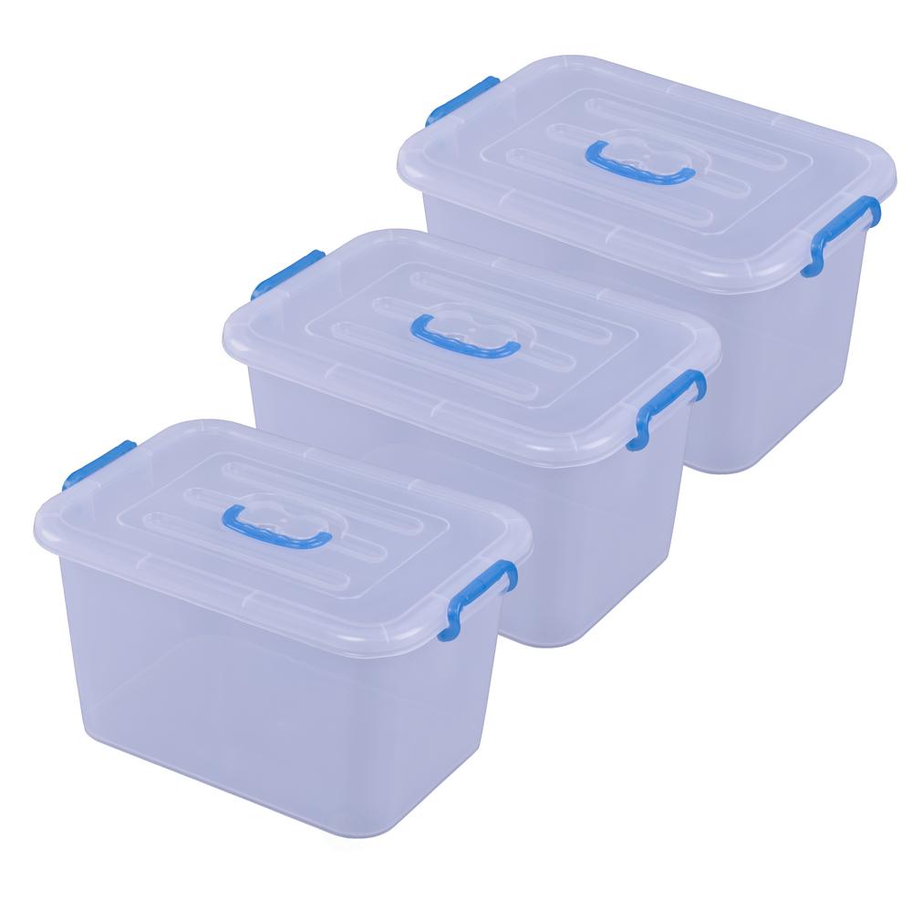 Basicwise 5.36 Gal. Large Clear Storage Container With Lid and Handles