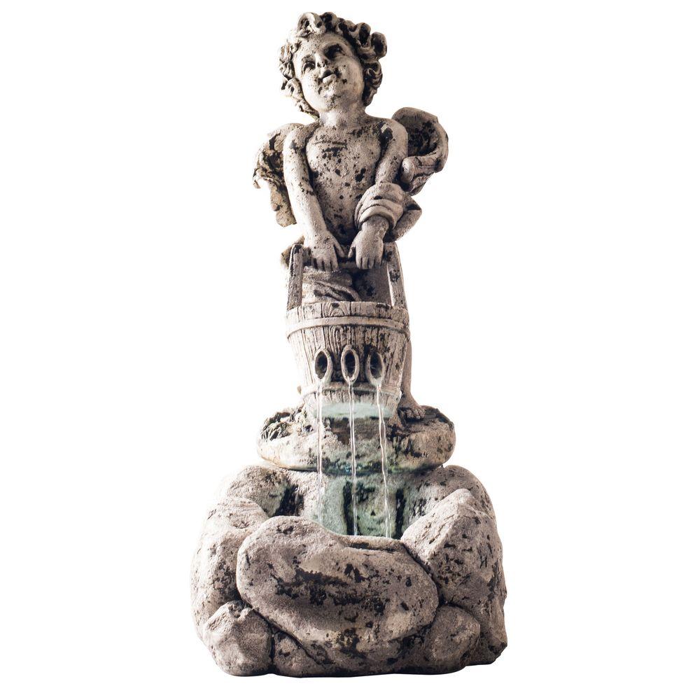 Pure Garden LED Lighted Outdoor Cherub Fountain with Pump by Pure Garden